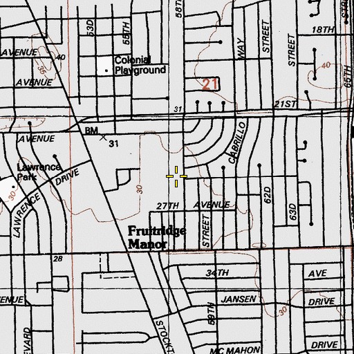 Topographic Map of Peter Lassen Junior High (historical), CA