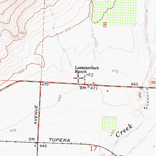 Topographic Map of Lassotovitch Ranch, CA