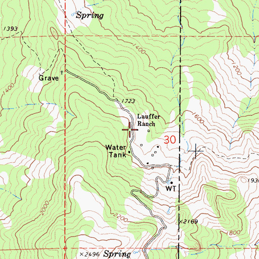 Topographic Map of Lauffer Ranch, CA