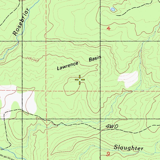 Topographic Map of Lawrence Basin, CA