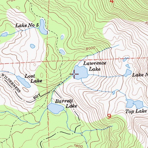 Topographic Map of Lawrence Lake, CA