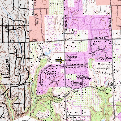 Topographic Map of Earl Legette Elementary School, CA