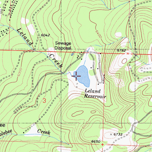 Topographic Map of Leland Reservoir, CA