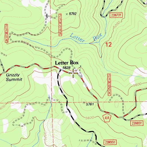Topographic Map of Letter Box, CA