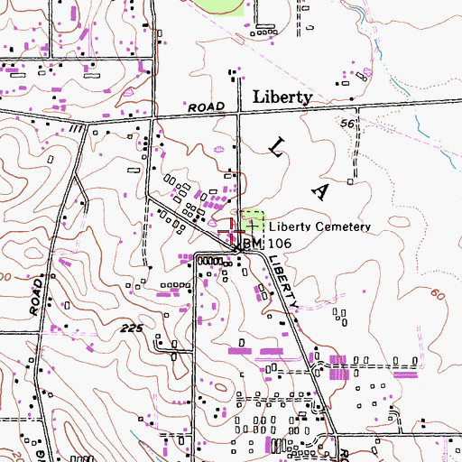 Topographic Map of Liberty Cemetery, CA