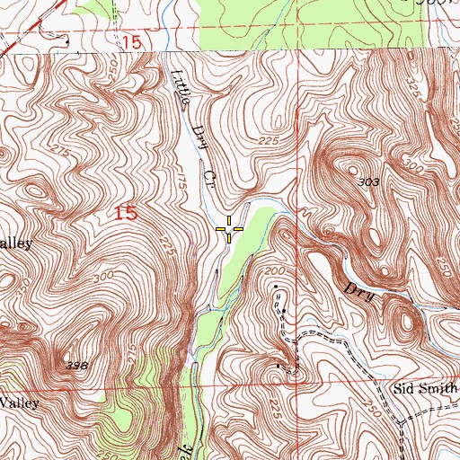 Topographic Map of Little Dry Creek, CA