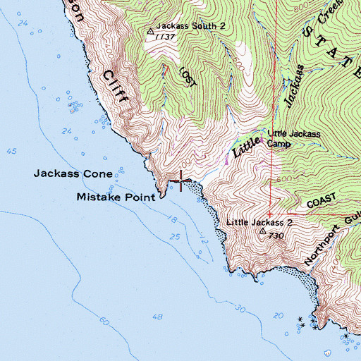 Topographic Map of Little Jackass Creek, CA