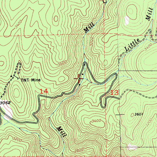 Topographic Map of Little Mill Creek, CA