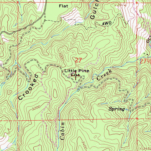 Topographic Map of Little Pine Flat, CA