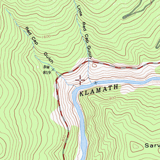 Topographic Map of Little Red Cap Gulch, CA