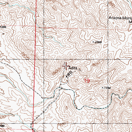 Topographic Map of Bernarde Mine, AZ