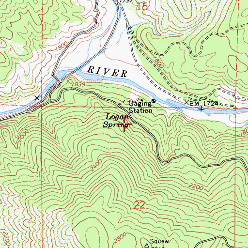 Topographic Map of Logan Spring, CA