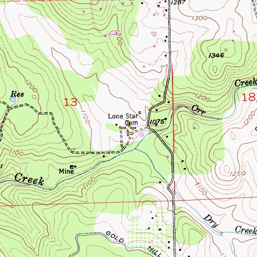 Topographic Map of Lone Star Cemetery, CA