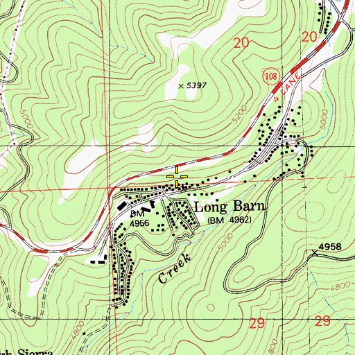 Topographic Map of Long Barn, CA