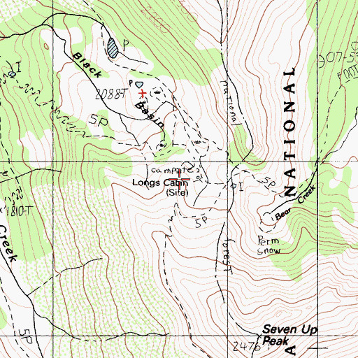 Topographic Map of Longs Cabin, CA