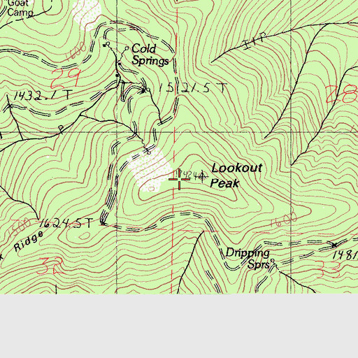 Topographic Map of Lookout Peak, CA
