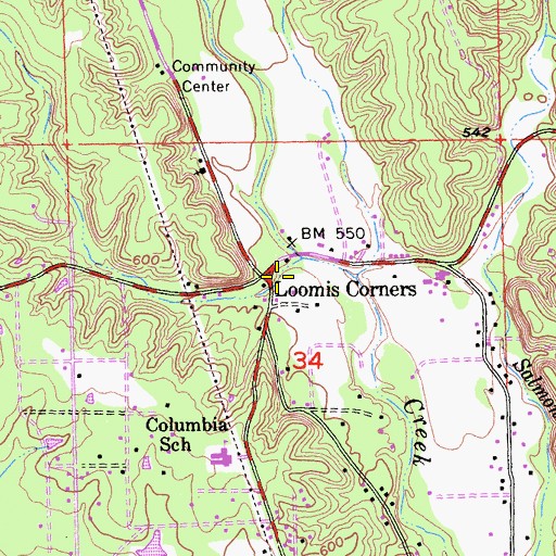 Topographic Map of Loomis Corners, CA