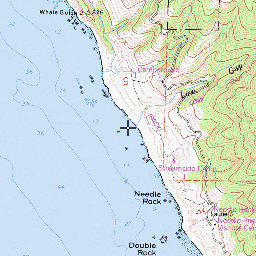 Topographic Map of Low Gap Creek, CA