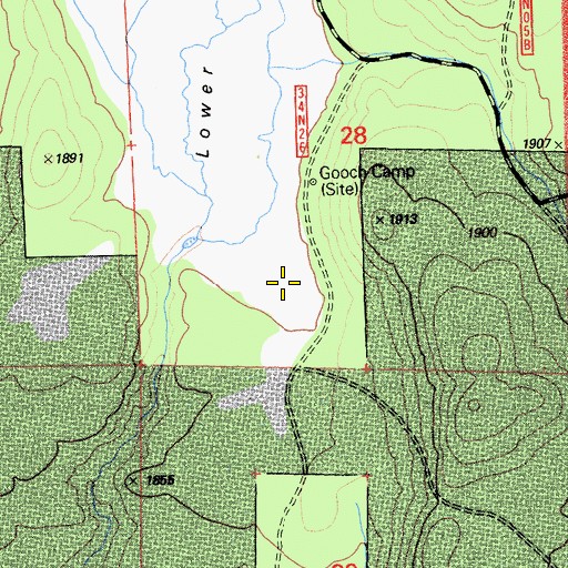 Topographic Map of Lower Gooch Valley, CA
