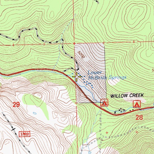Topographic Map of Lower McBride Springs, CA