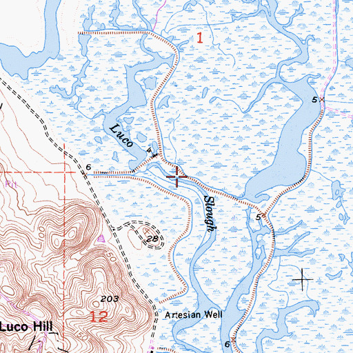 Topographic Map of Luco Slough, CA