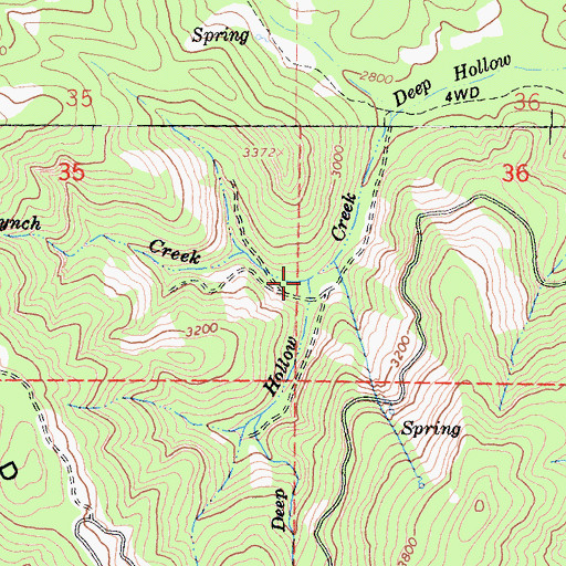 Topographic Map of Lynch Creek, CA