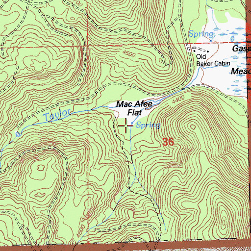 Topographic Map of Mac Afee Flat, CA