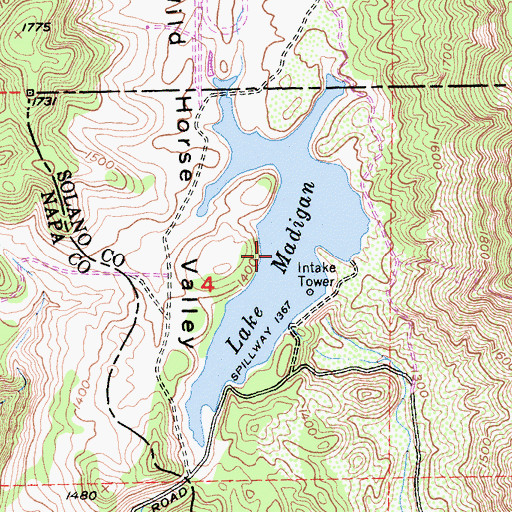 Topographic Map of Lake Madigan, CA