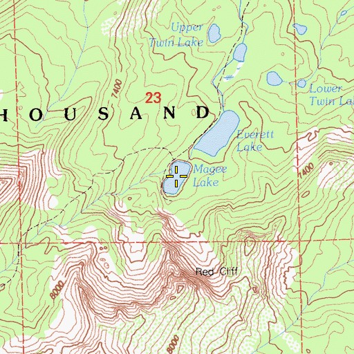 Topographic Map of Magee Lake, CA