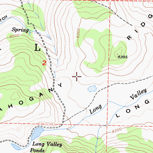 Topographic Map of Mahogany Ridge, CA