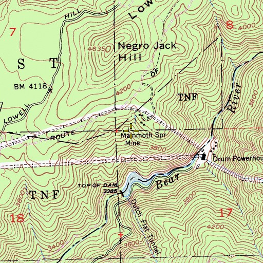 Topographic Map of Mammoth Spring Mine, CA