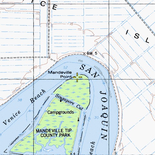 Topographic Map of Mandeville Point, CA
