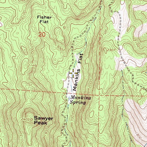 Topographic Map of Mankins Flat, CA