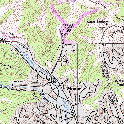 Topographic Map of Manor Elementary School, CA