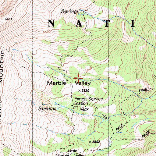 Topographic Map of Marble Valley, CA