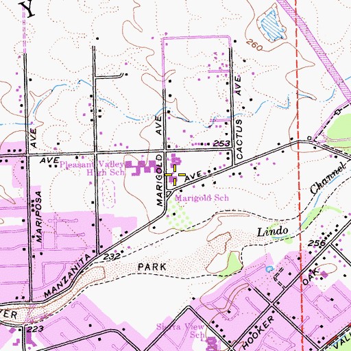 Topographic Map of Marigold Elementary School, CA