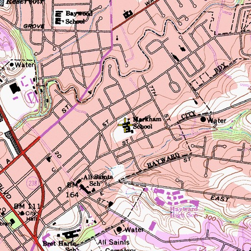 Topographic Map of Markham Elementary School (historical), CA