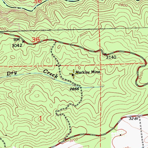 Topographic Map of Marklay Mine, CA