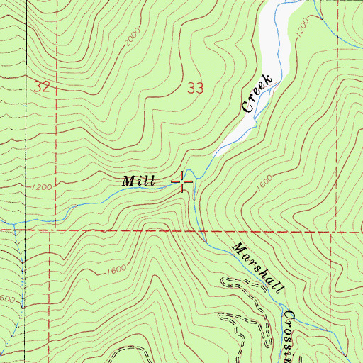 Topographic Map of Marshall Crossing Creek, CA