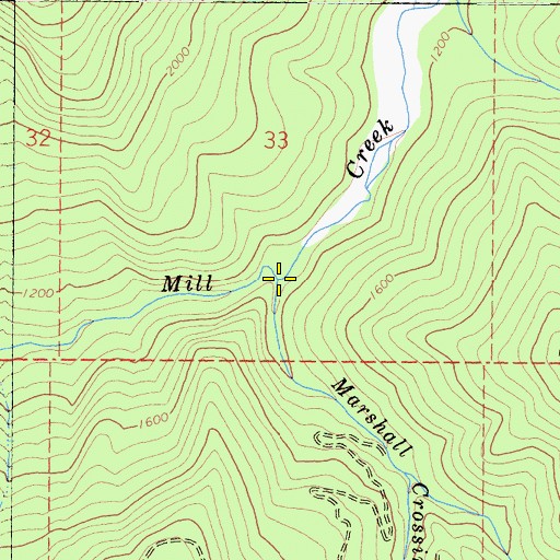 Topographic Map of Marshall Crossing Creek, CA