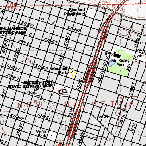 Topographic Map of Marshall Park, CA