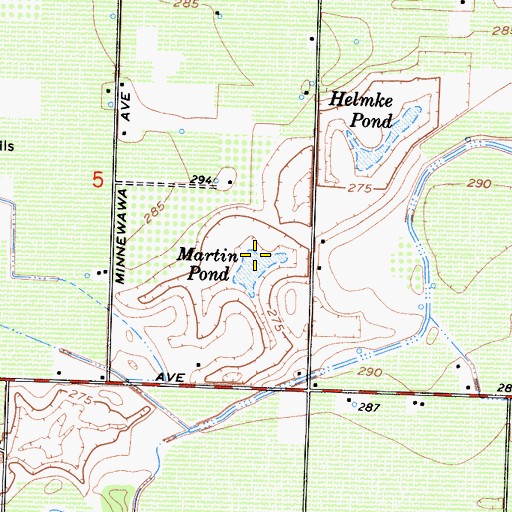 Topographic Map of Martin Pond, CA