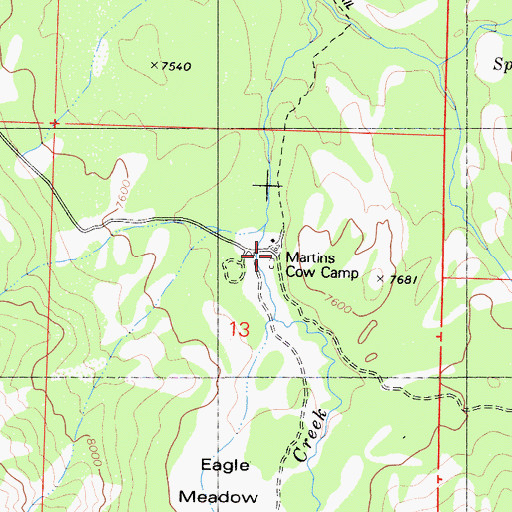 Topographic Map of Martins Cow Camp, CA