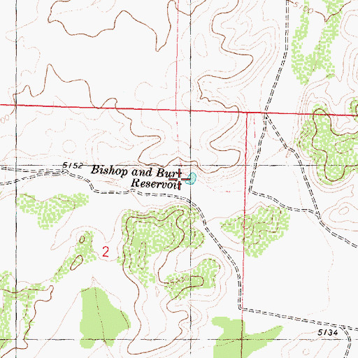 Topographic Map of Bishop and Burr Reservoir, AZ