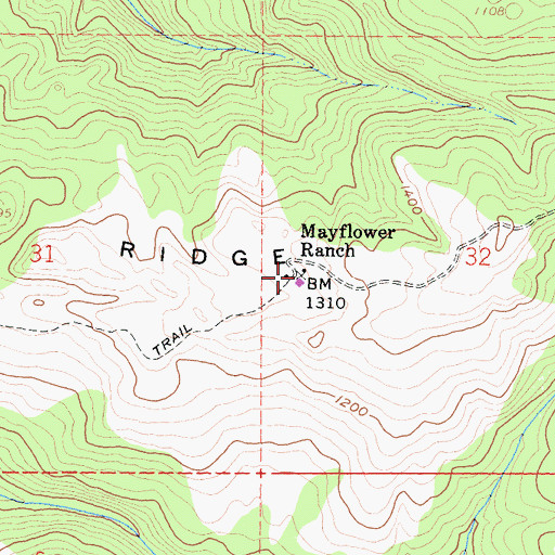 Topographic Map of Mayflower Ranch, CA