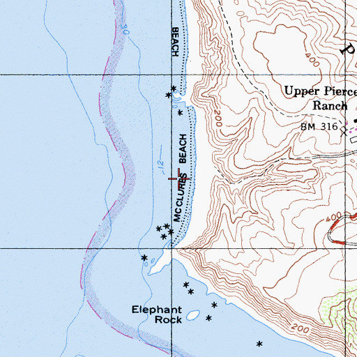 Topographic Map of McClures Beach, CA