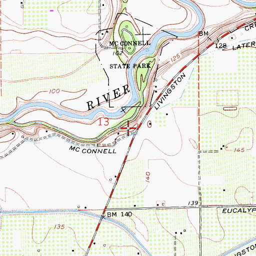 Topographic Map of McConnell Livingston Lateral, CA