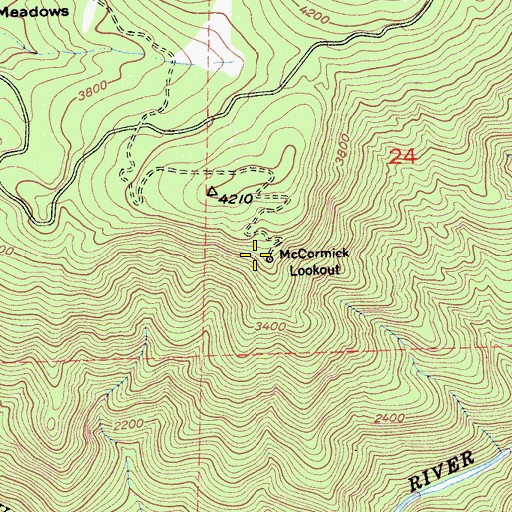 Topographic Map of McCormick Lookout, CA