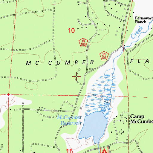 Topographic Map of McCumber Flat, CA