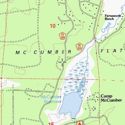Topographic Map of McCumber Flat, CA